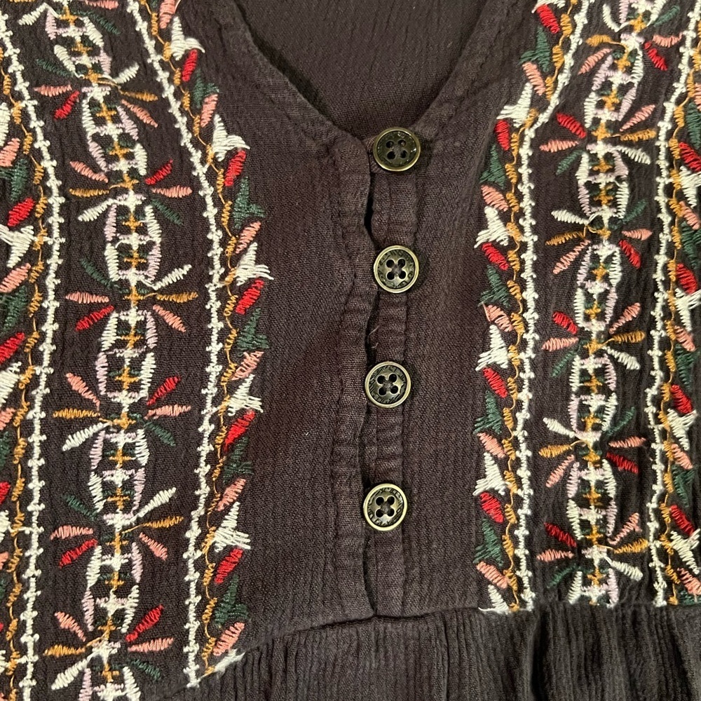 Knox Rose Women's Dark Brown Boho Peasant Embroidered Midi Dress EUC XL #1717 - Picture 6 of 9